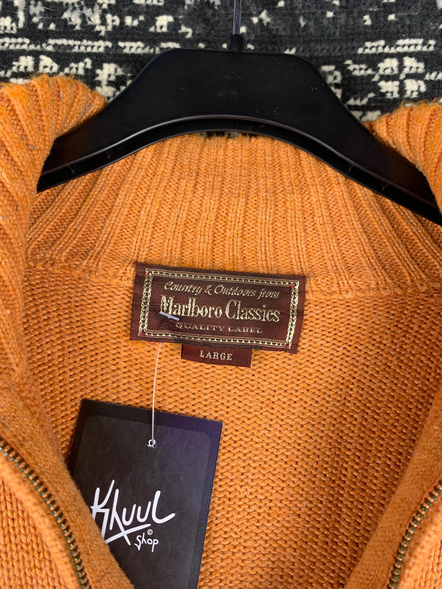 Men's Vintage Orange Marlboro Classics Half Zip Sweater