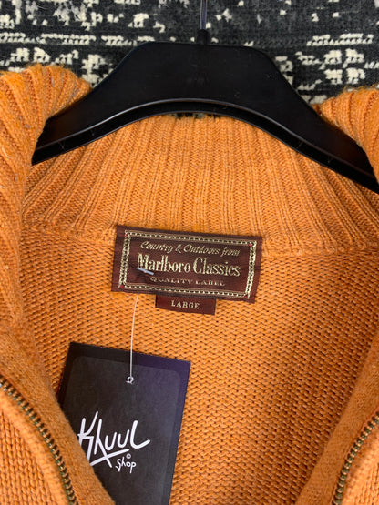 Men's Vintage Orange Marlboro Classics Half Zip Sweater