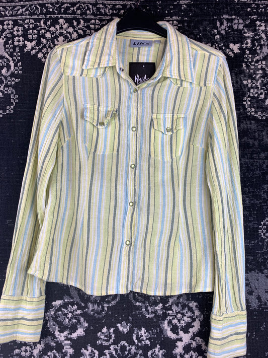Vintage LINX Yellow Striped Button-Up Shirt