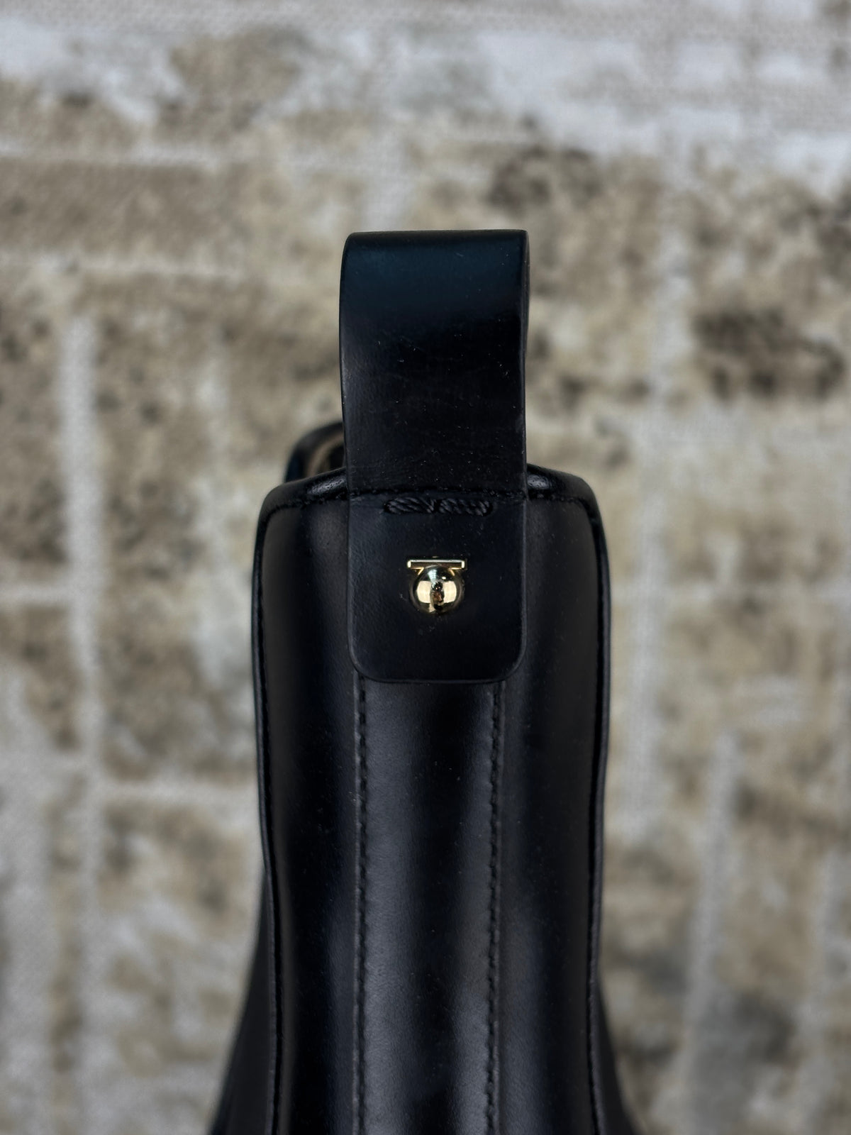 Ferragamo Gancini Logo Detail Black Chelsea Boots