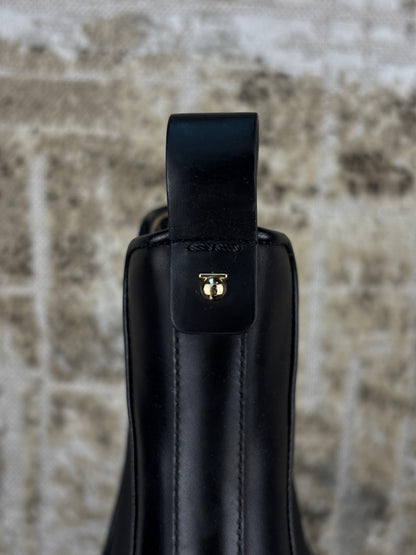 Ferragamo Gancini Logo Detail Black Chelsea Boots