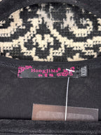 Women's Y2K Black Velvet Longsleeve Top with Beaded Front