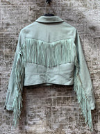 Copperose Fringe Faux Leather Biker Jacket