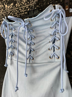 Y2K Women’s Light Blue Lace-Up Bodycon Mini Dress