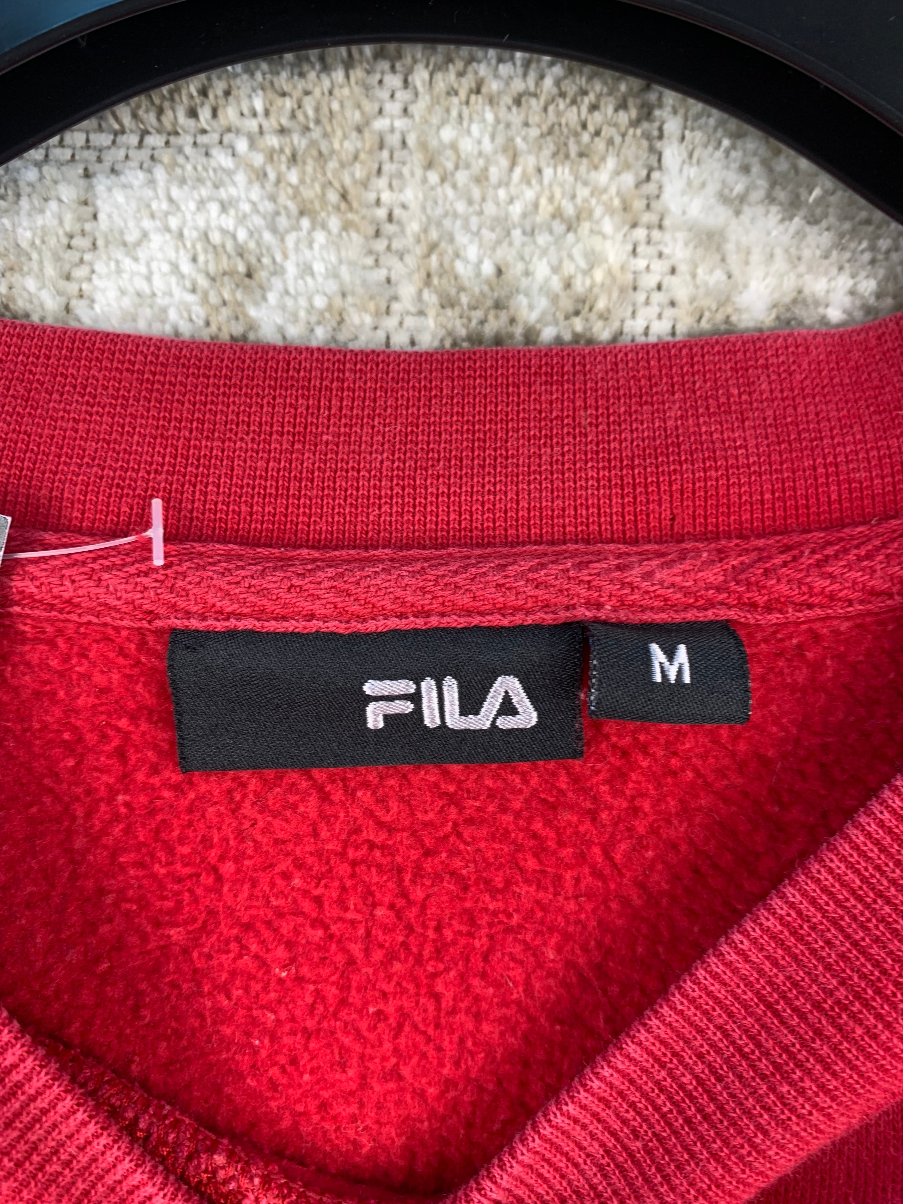 Vintage Fila Sweatshirt Red Embroidered Logo Crewneck Pullover