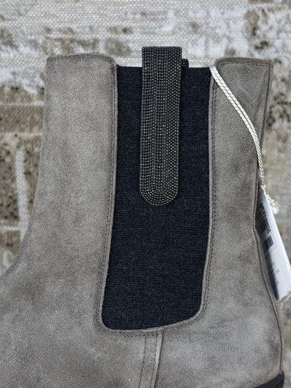 Brunello Cucinelli Gray Suede Chelsea Boots