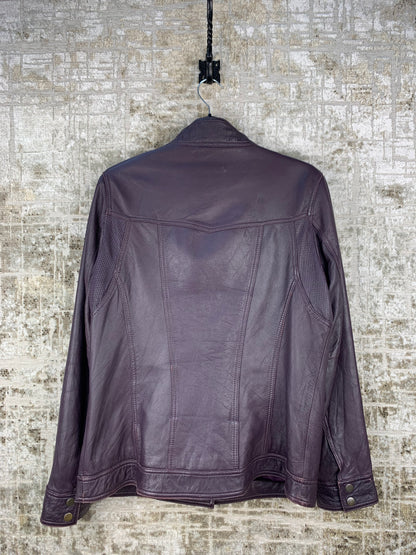 Womens Y2K Purple Leather Zip Up Jacket