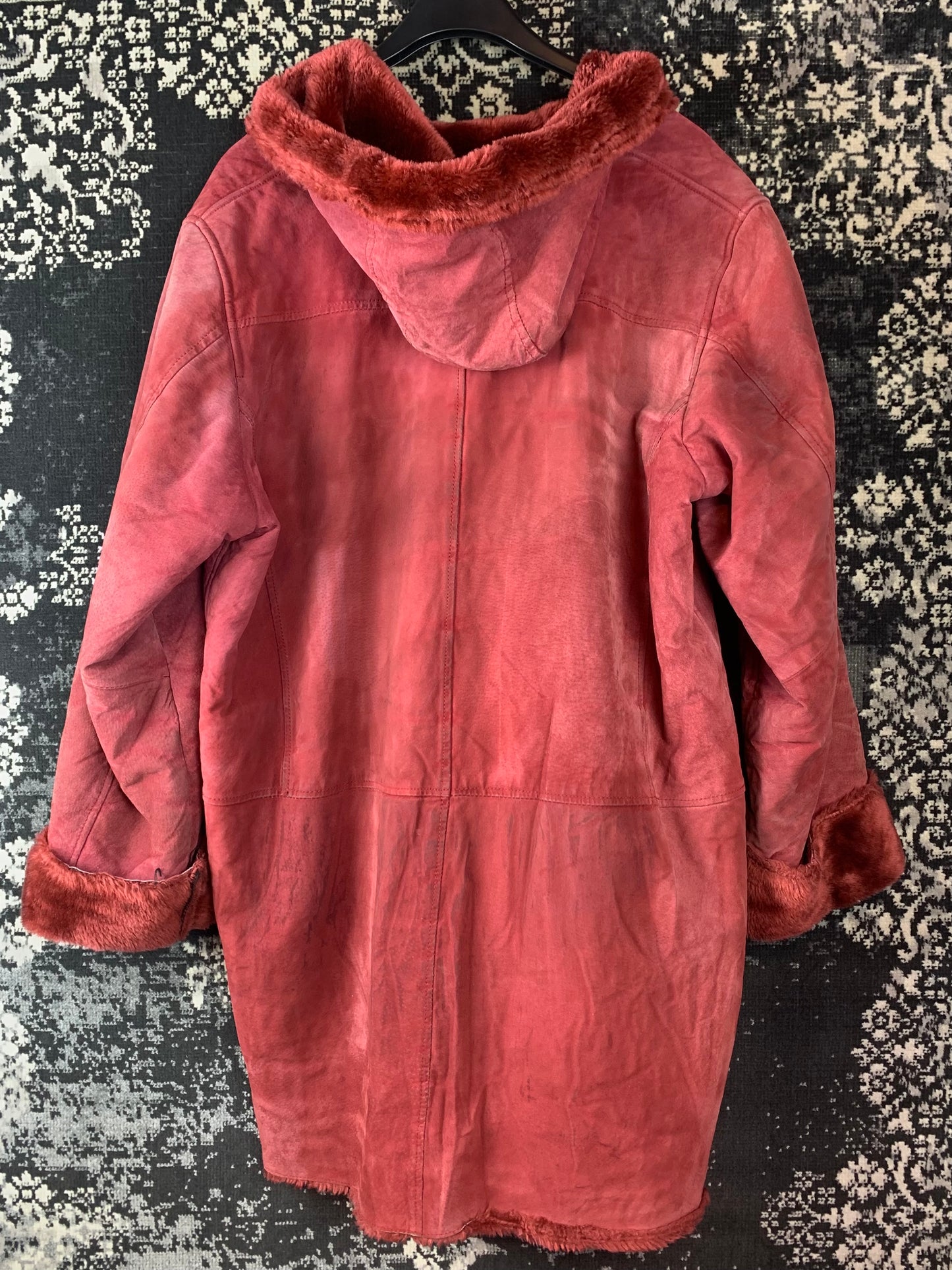 Y2K Women's Red Faux Suede Coat