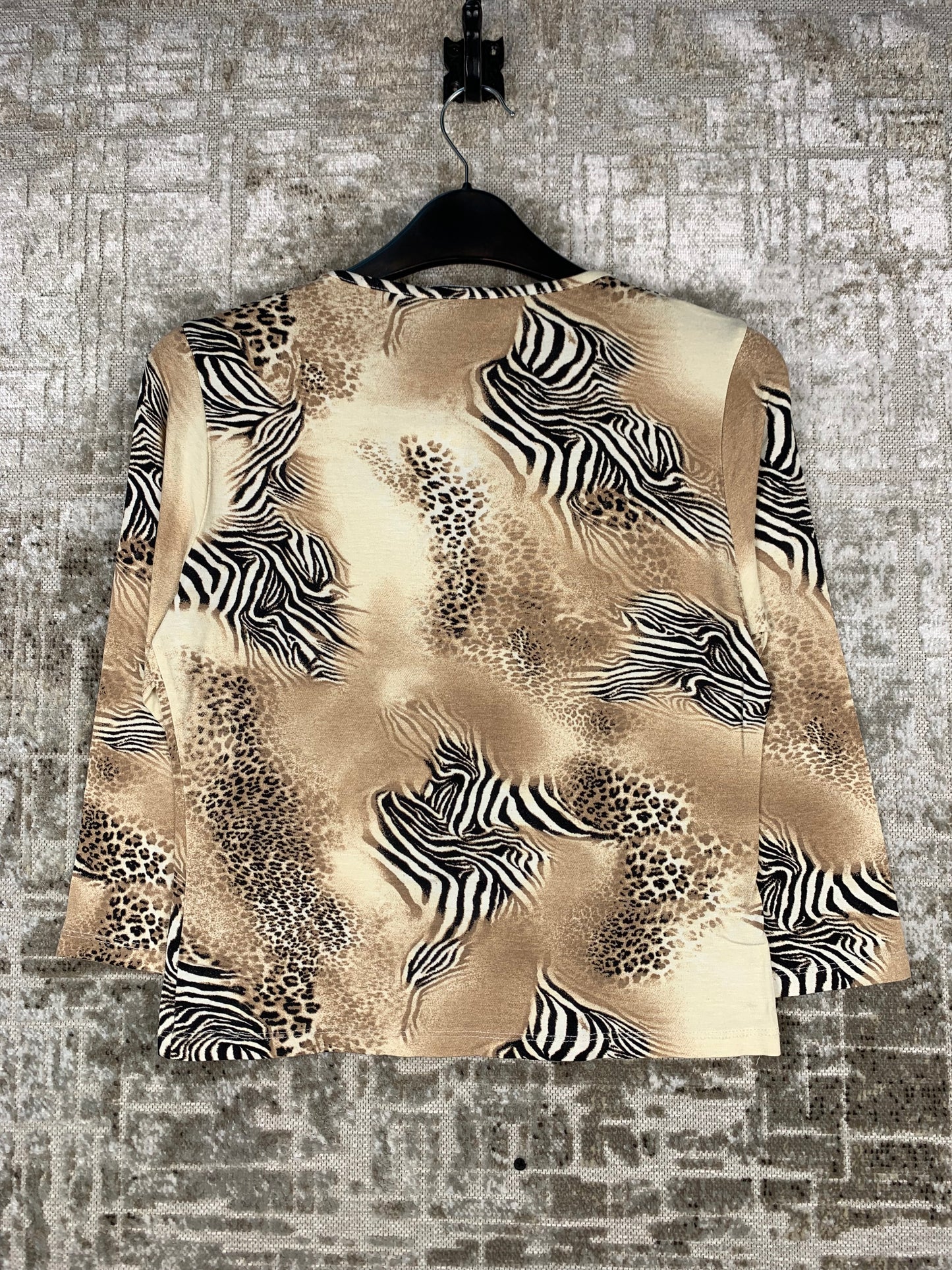 Womens Y2K Zebra Leopard Print Long Sleeve Top