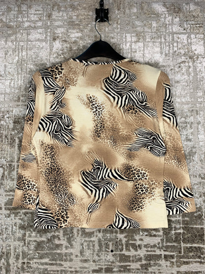 Womens Y2K Zebra Leopard Print Long Sleeve Top