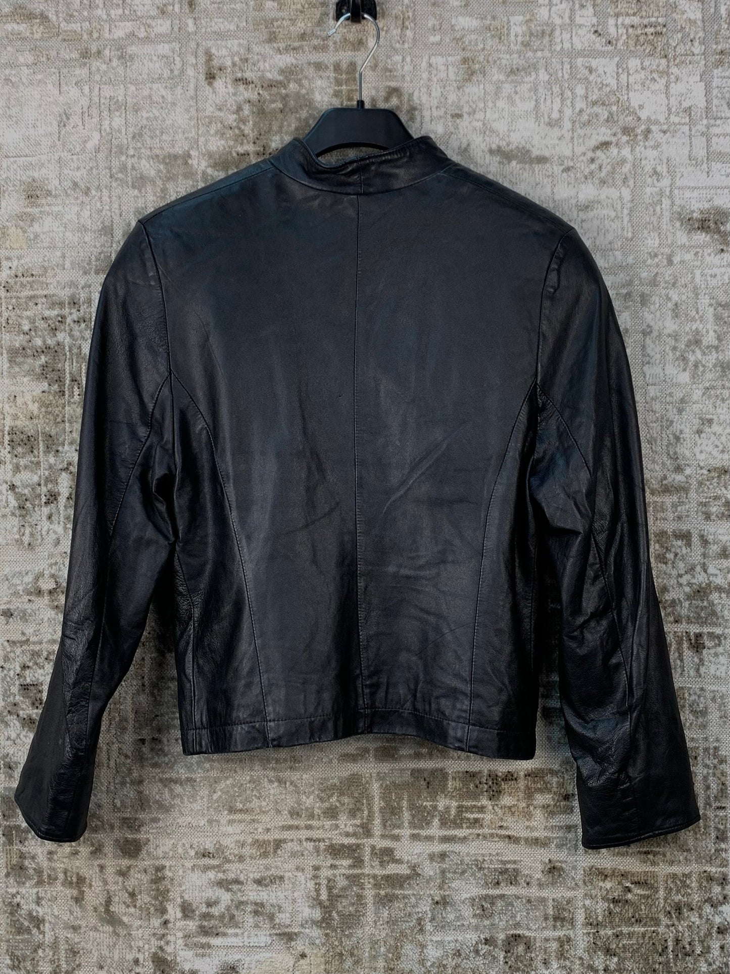 Womens Y2K Vintage Moto Style Black Leather Jacket