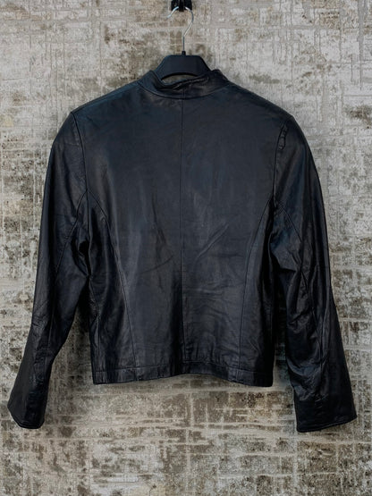 Womens Y2K Vintage Moto Style Black Leather Jacket