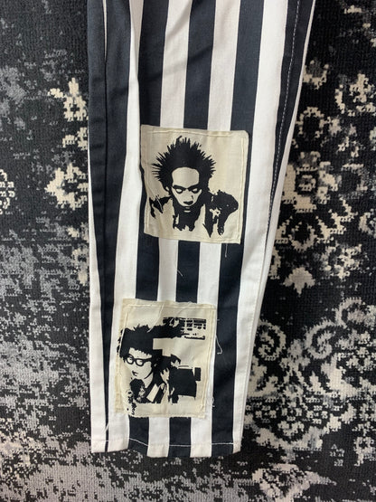Y2K Women’s Black and White Striped Punk Jeans