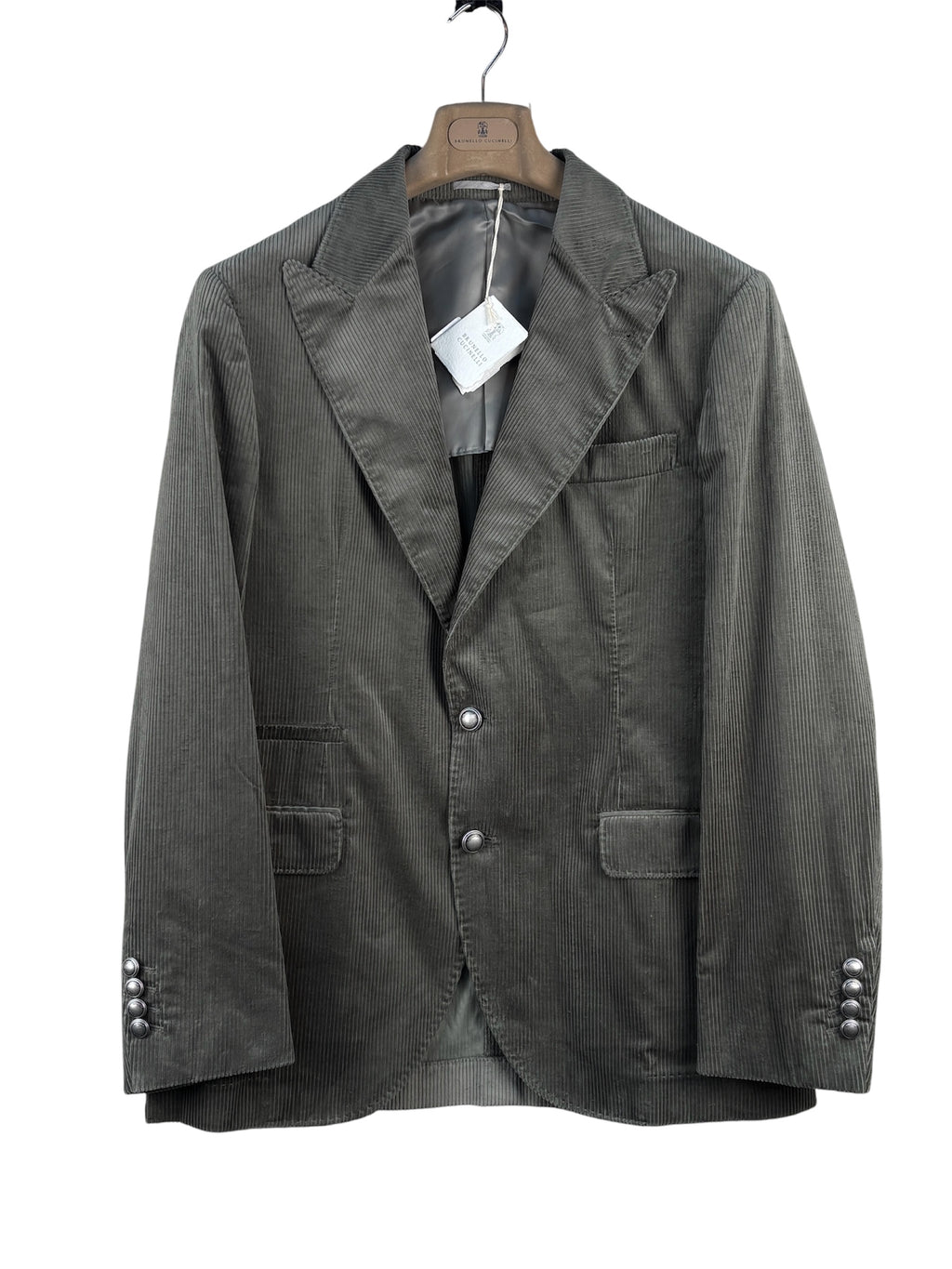 Brunello Cucinelli Corduroy Olive Green Blazer