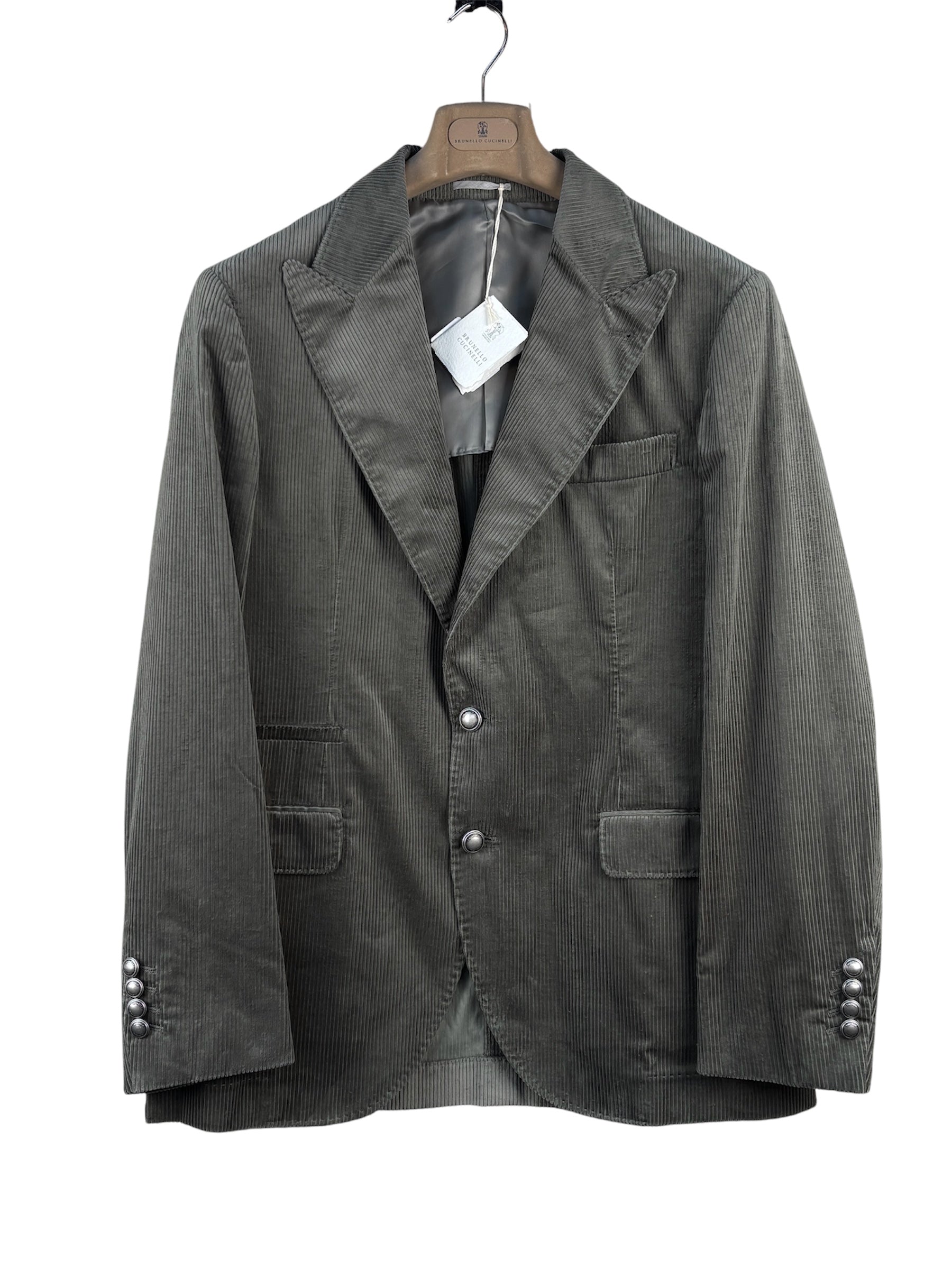 Brunello Cucinelli Corduroy Olive Green Blazer