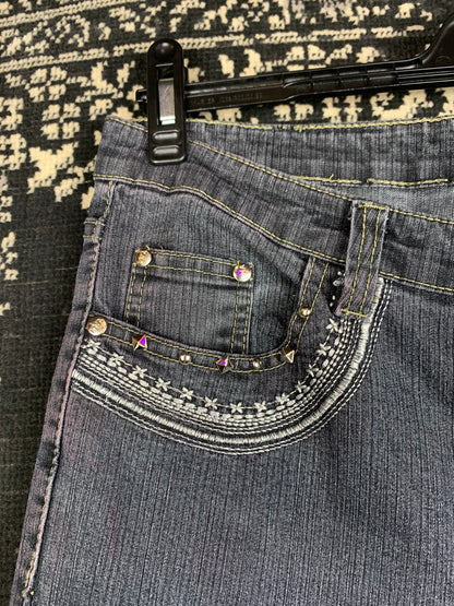 Women's Y2K Beaded Wide Leg Jeans