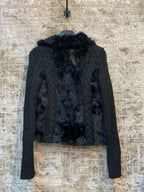 D&A Y2K Fur Panel Cable Knit Jacket