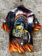 Mens Y2K Orange County Motorcycle Button Up Shirt
