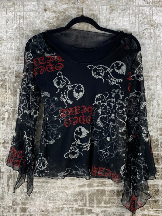 Womens Y2K Alternative Mesh Long Sleeve Top