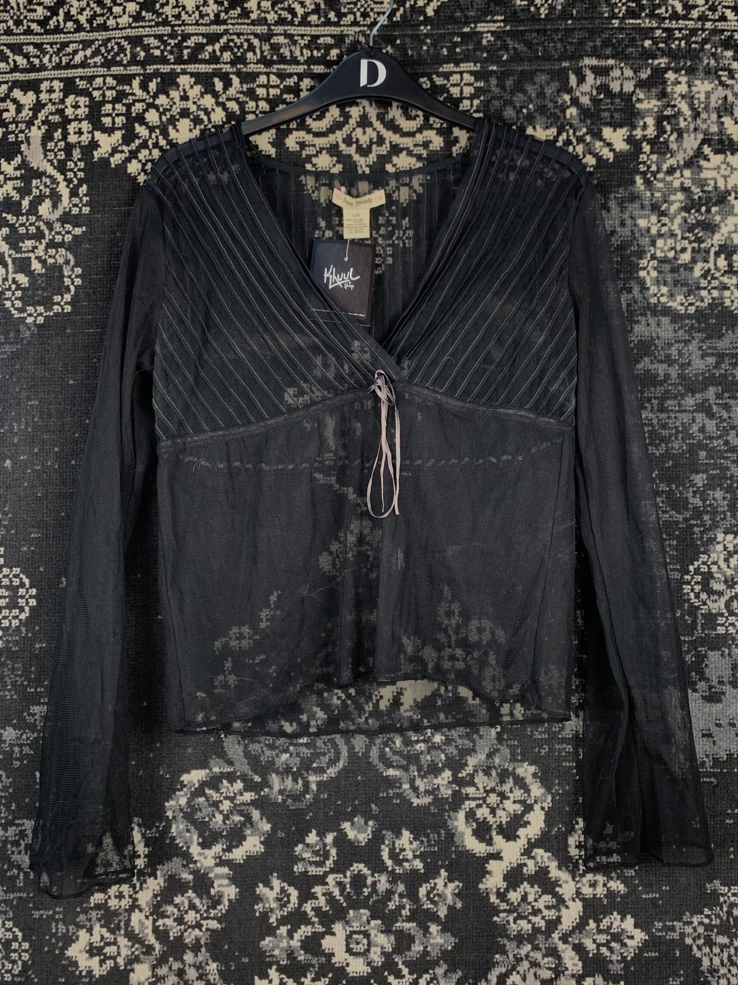 Womens Y2K Vintage Black Mesh Free People Fairy Top