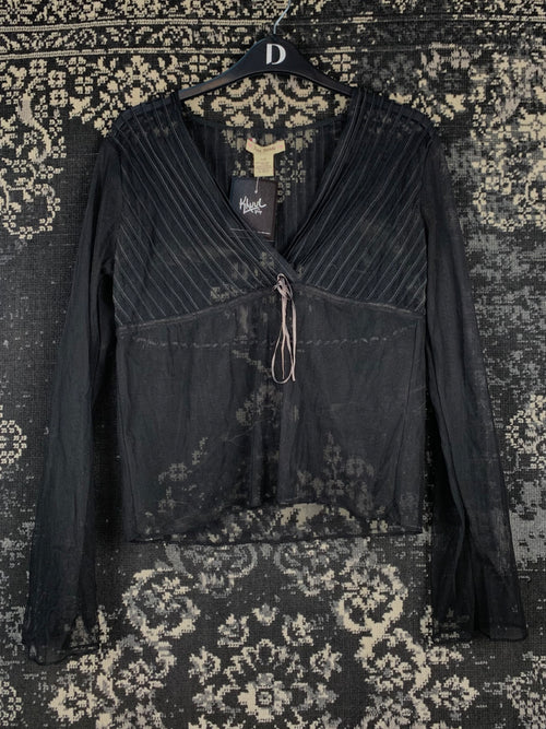 Womens Y2K Vintage Black Mesh Free People Fairy Top