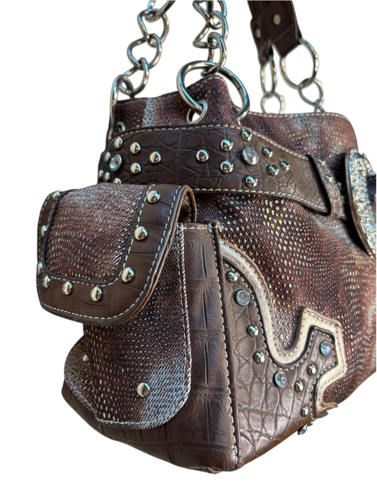 Western Rhinestone Buckle Shoulder Bag