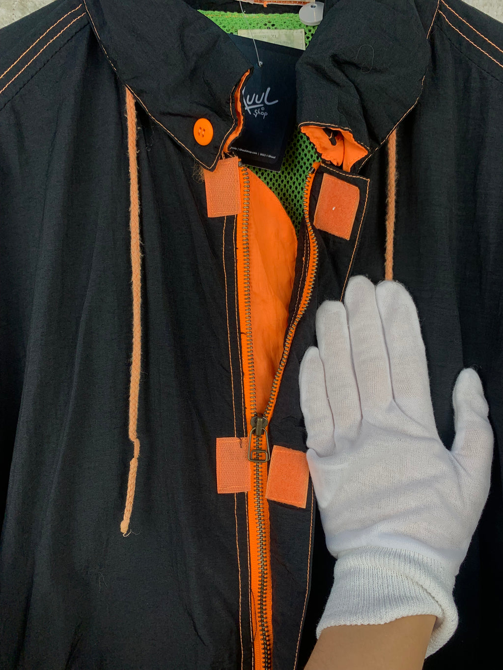 PEPE CO Mens Black Orange Windbreaker Jacket