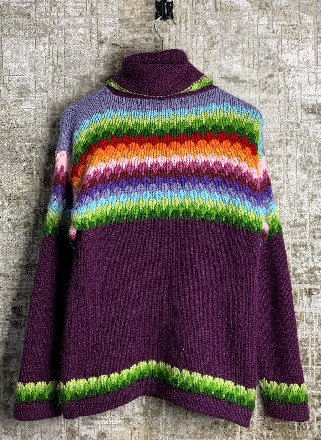 Y2K Rainbow Fair Isle Zip-Up Cardigan