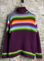 Y2K Rainbow Fair Isle Zip-Up Cardigan