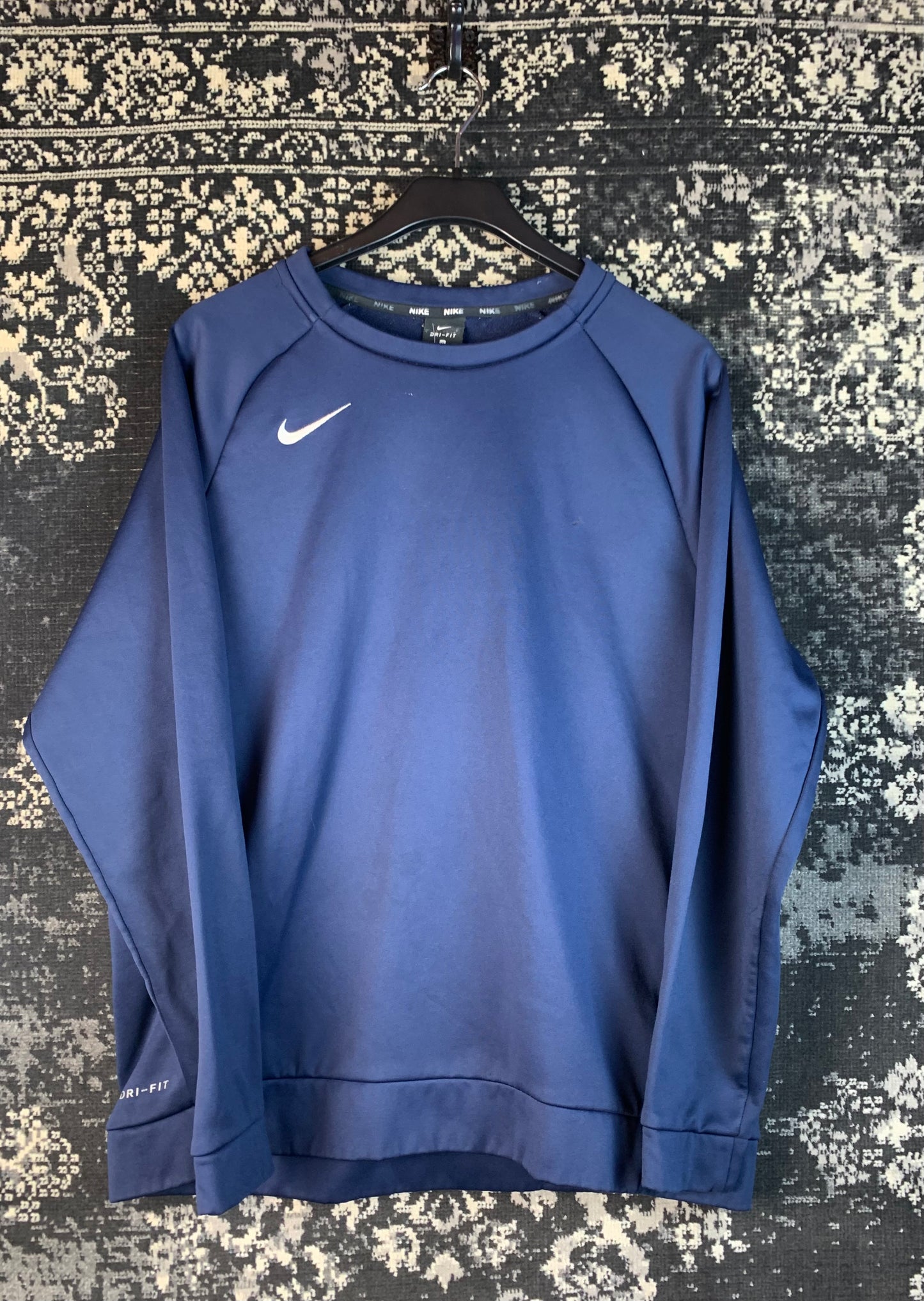 Nike Dri-Fit Navy Blue Long Sleeve Athletic Pullover Sweatshirt