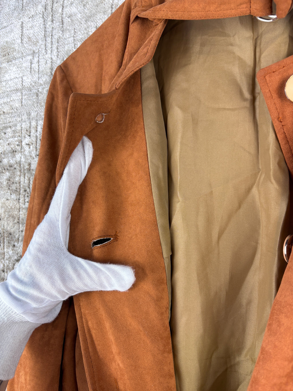 Women's Vintage Brown Long Belted Suede Coat