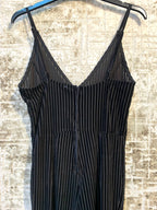 Striped Velvet V-Neck Cami Jumpsuit
