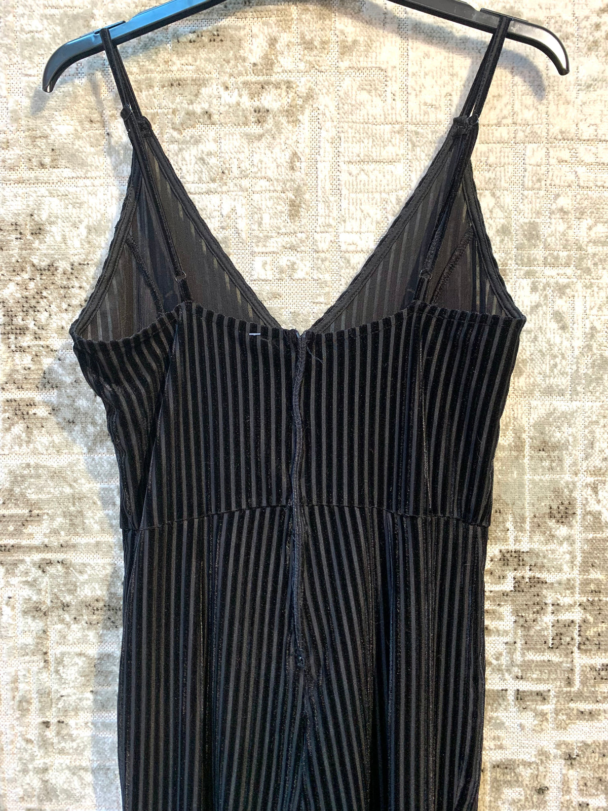 Striped Velvet V-Neck Cami Jumpsuit