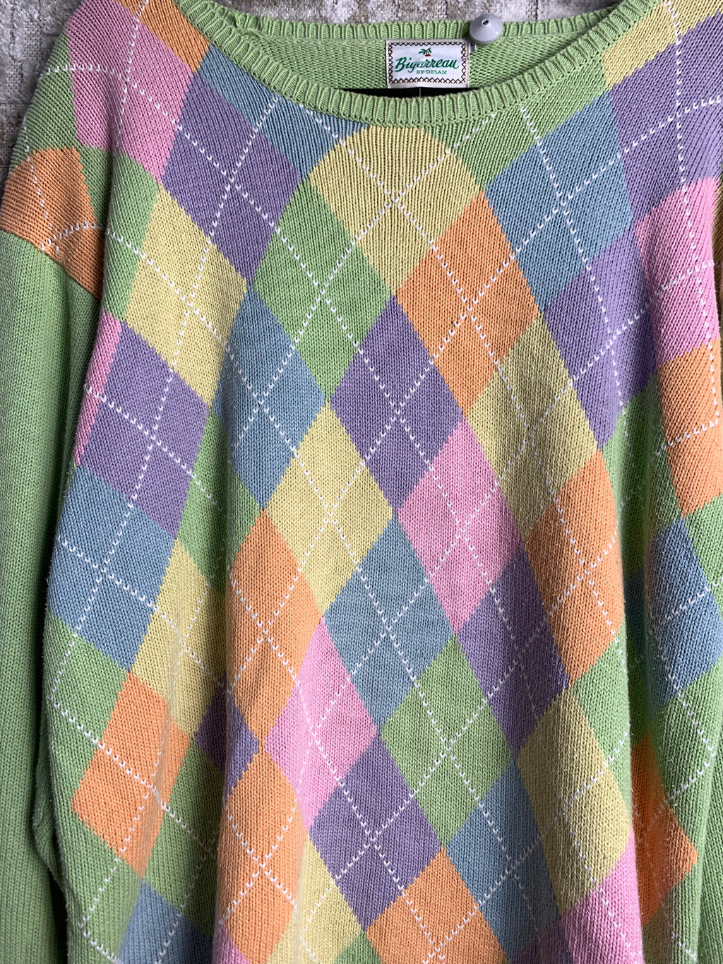 Bijorreau Pastel Argyle Knit Sweater