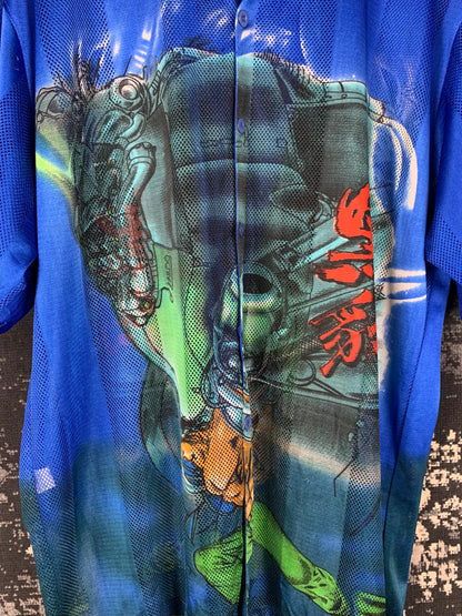 Diax Dian Tony Cyberpunk Mesh Button-Up Shirt