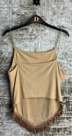 Faux Suede Fringe Cami Top