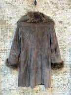 Rock'n Blue Faux Fur Trimmed Suede Coat