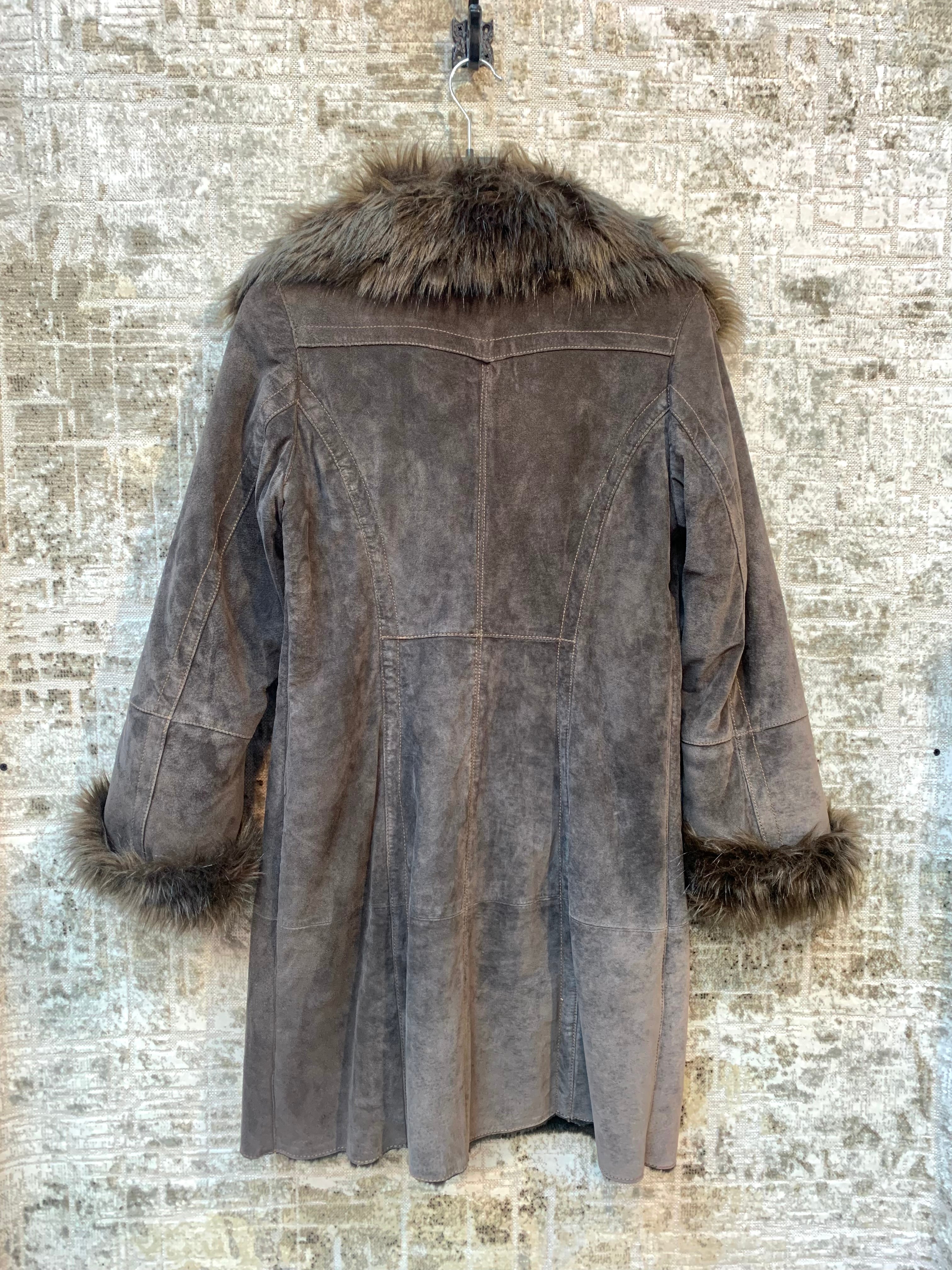 Rock'n Blue Faux Fur Trimmed Suede Coat