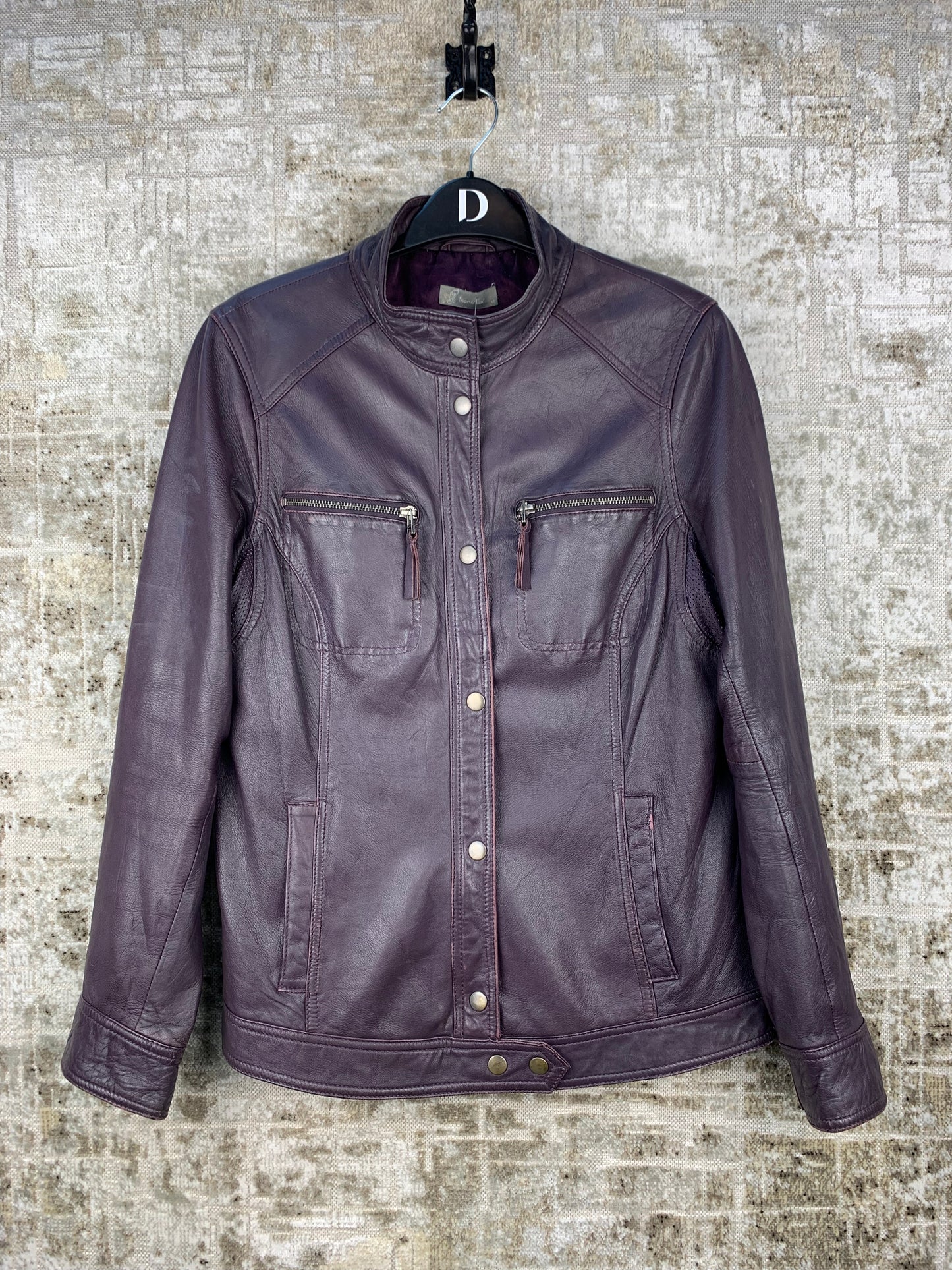 Womens Y2K Purple Leather Zip Up Jacket