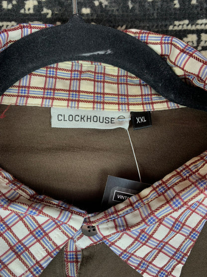 Mens Y2K Clockhouse Distressed Long Sleeve Polo