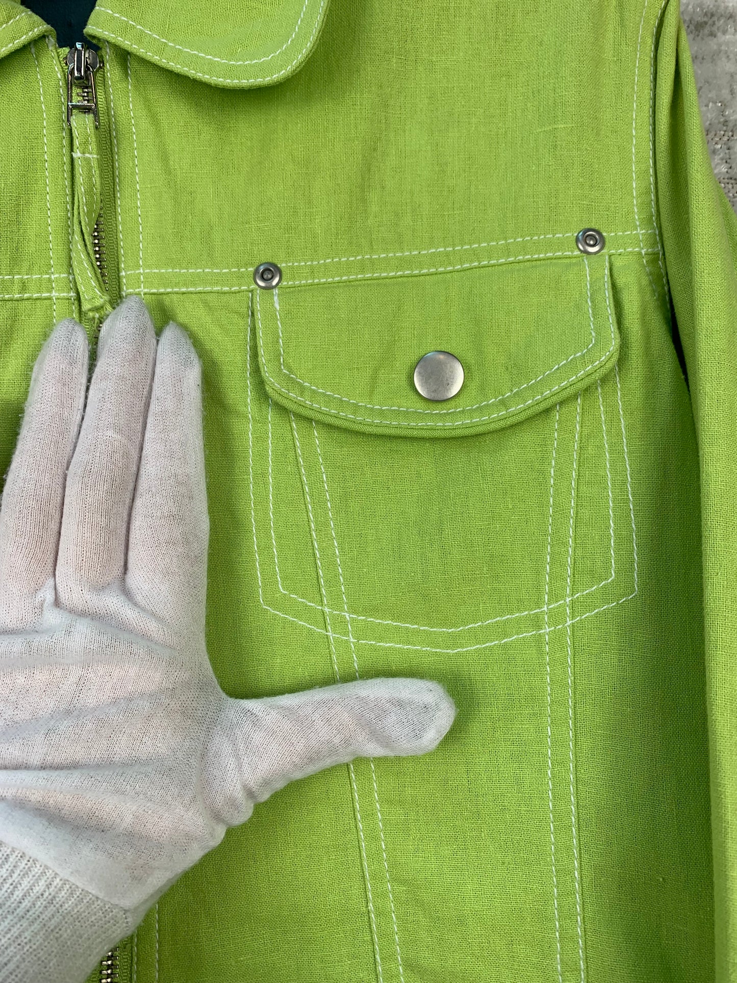 Womens Y2K Lime Green Linen Blend Jacket