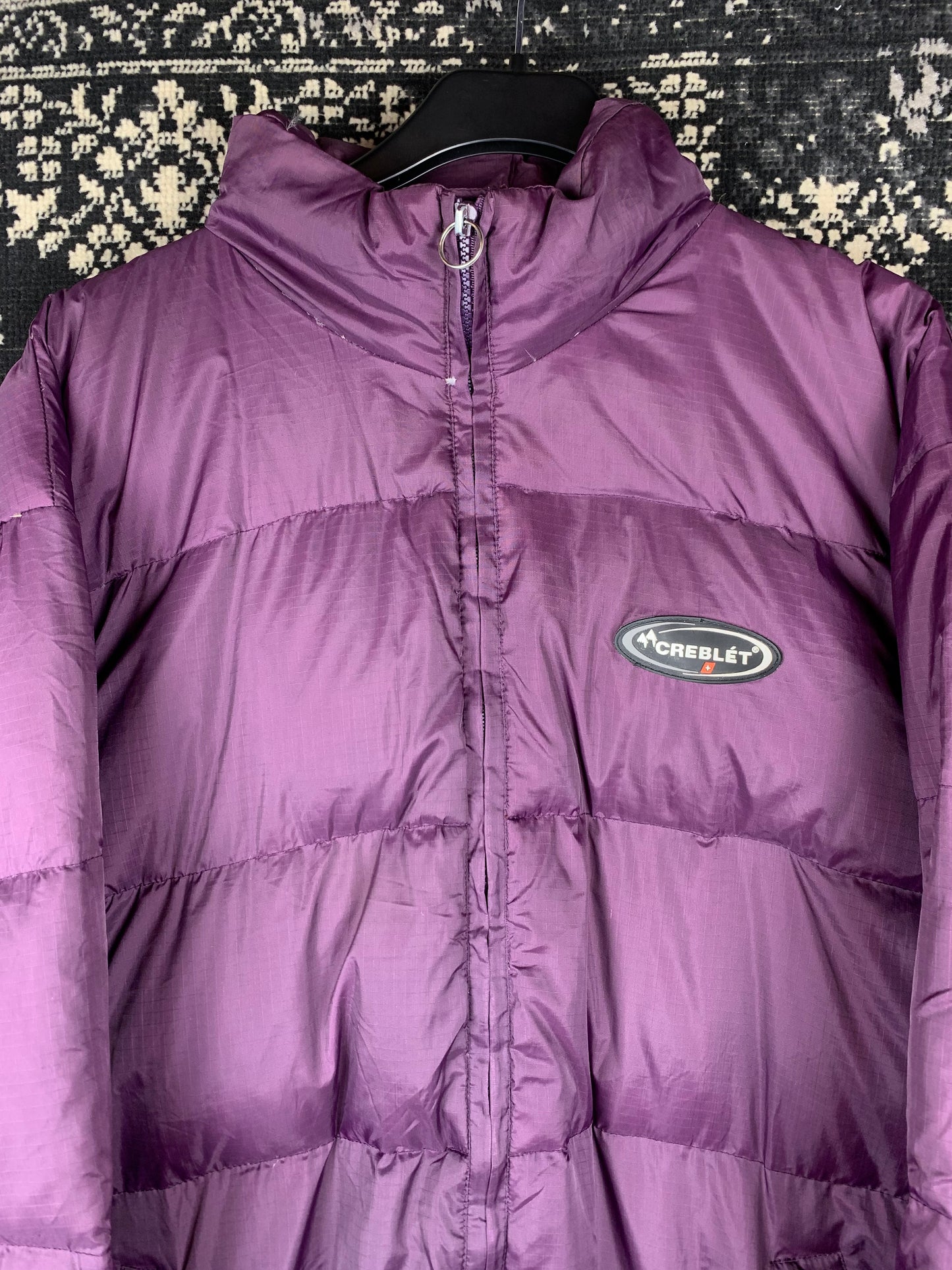 Vintage Unisex Dark Purple Swiss Creblet Puffer Jacket