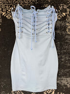 Y2K Women’s Light Blue Lace-Up Bodycon Mini Dress