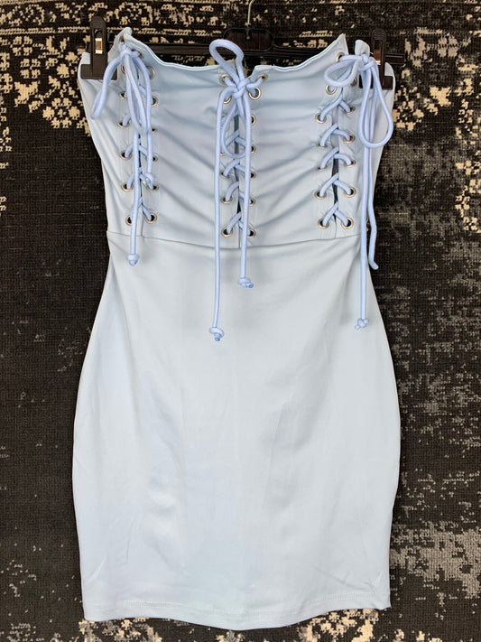 Y2K Women’s Light Blue Lace-Up Bodycon Mini Dress