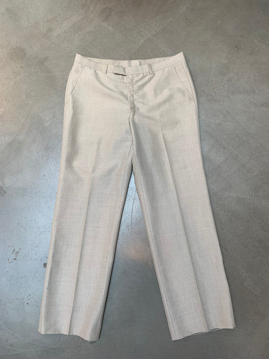 Beige Textured Formal Pants Women L