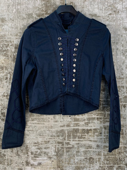 Womens Dark Blue Cropped Napoleon Jacket