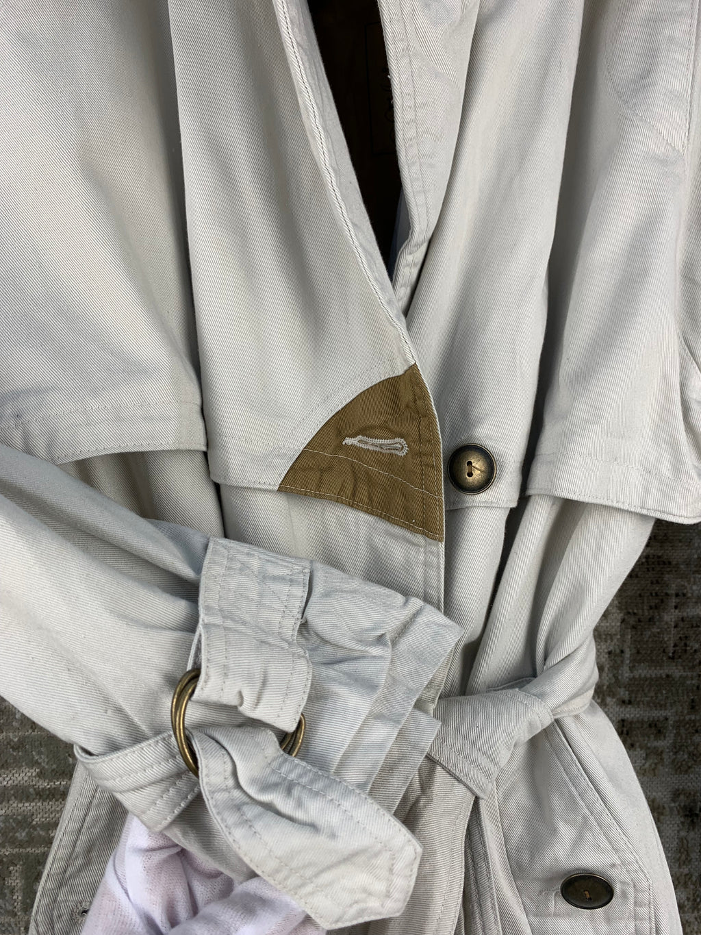 Vintage Off White Long Trench Coat