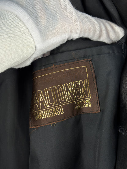 Vintage Unisex Black Genuine Leather Coat