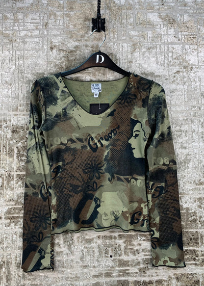 Womens Y2K Jennyfer Green Long Sleeve Top