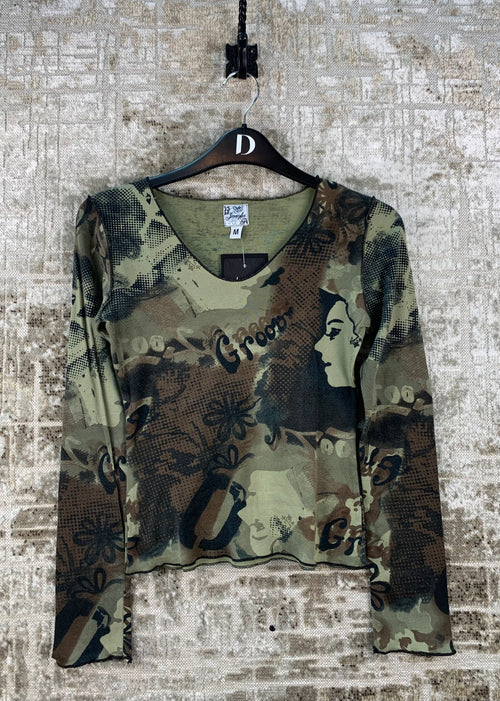 Womens Y2K Jennyfer Green Long Sleeve Top